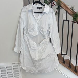 Eloquii White Cut-Out Shirt Dress size18